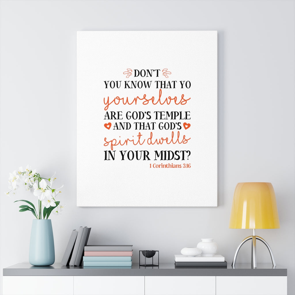 Scripture Walls God's Temple 1 Corinthians 3:16 Bible Verse Canvas Christian Wall Art Ready to Hang Unframed-Express Your Love Gifts