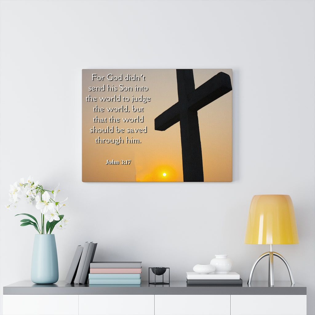 Scripture Walls God Sent His Son John 3:17 Bible Verse Canvas Christian Wall Art Ready to Hang Unframed-Express Your Love Gifts