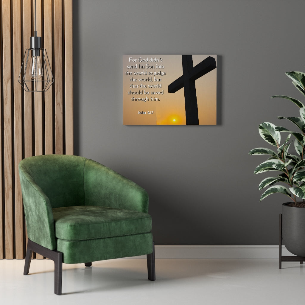Scripture Walls God Sent His Son John 3:17 Bible Verse Canvas Christian Wall Art Ready to Hang Unframed-Express Your Love Gifts