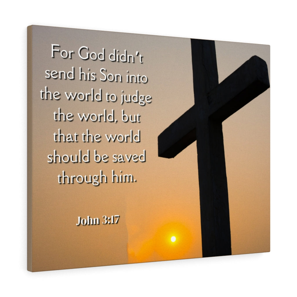 Scripture Walls God Sent His Son John 3:17 Bible Verse Canvas Christian Wall Art Ready to Hang Unframed-Express Your Love Gifts