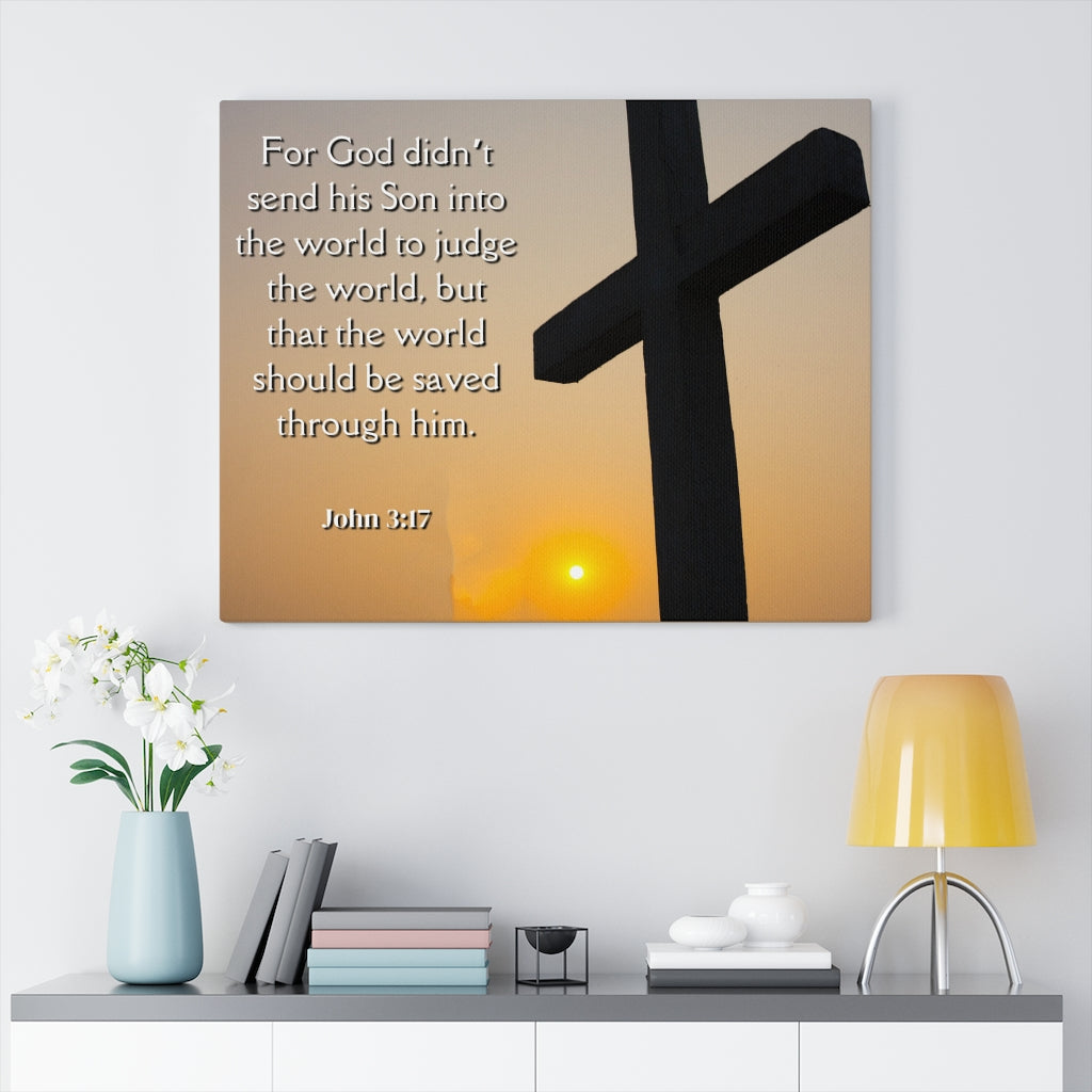 Scripture Walls God Sent His Son John 3:17 Bible Verse Canvas Christian Wall Art Ready to Hang Unframed-Express Your Love Gifts