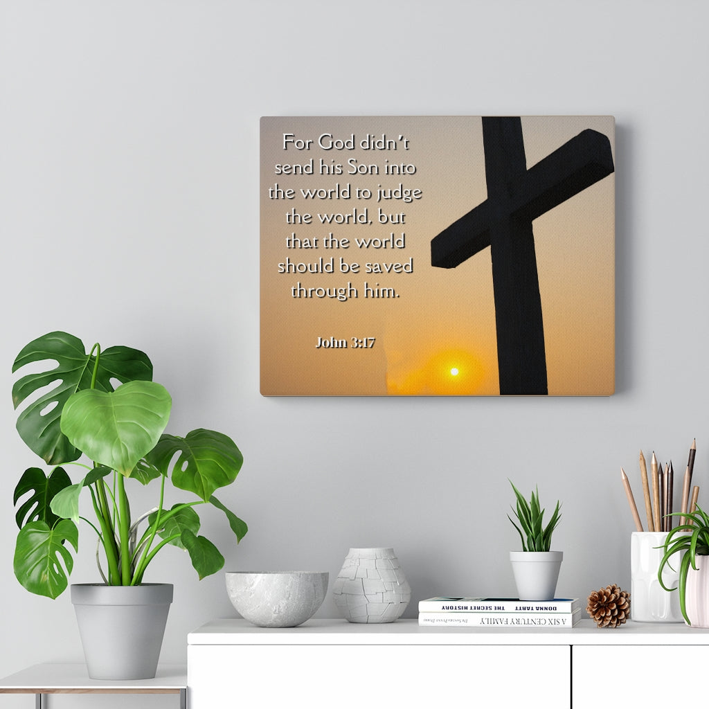 Scripture Walls God Sent His Son John 3:17 Bible Verse Canvas Christian Wall Art Ready to Hang Unframed-Express Your Love Gifts