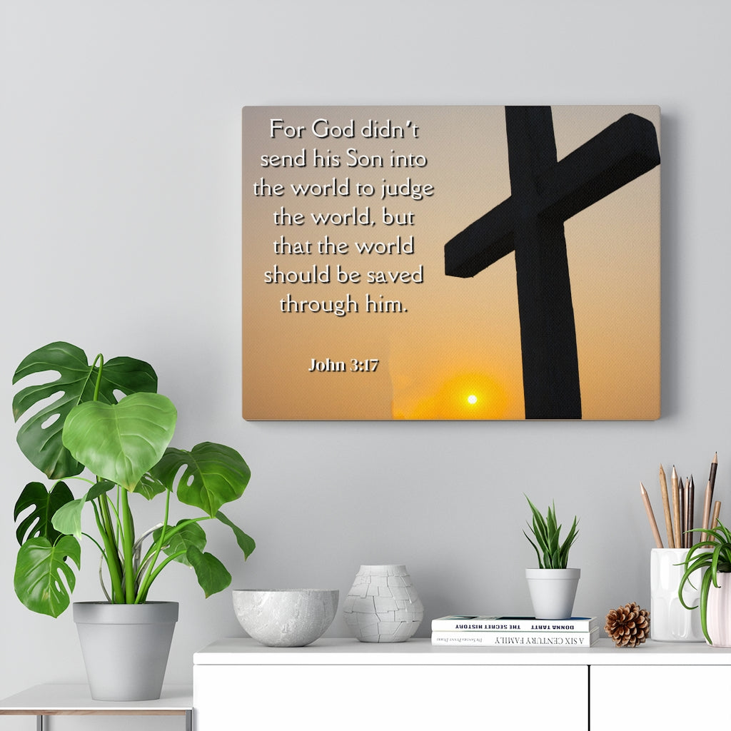 Scripture Walls God Sent His Son John 3:17 Bible Verse Canvas Christian Wall Art Ready to Hang Unframed-Express Your Love Gifts