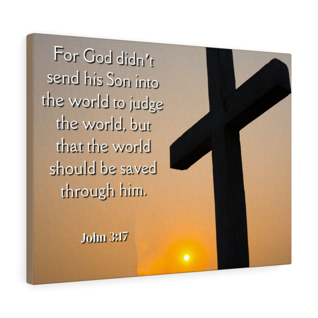 Scripture Walls God Sent His Son John 3:17 Bible Verse Canvas Christian Wall Art Ready to Hang Unframed-Express Your Love Gifts