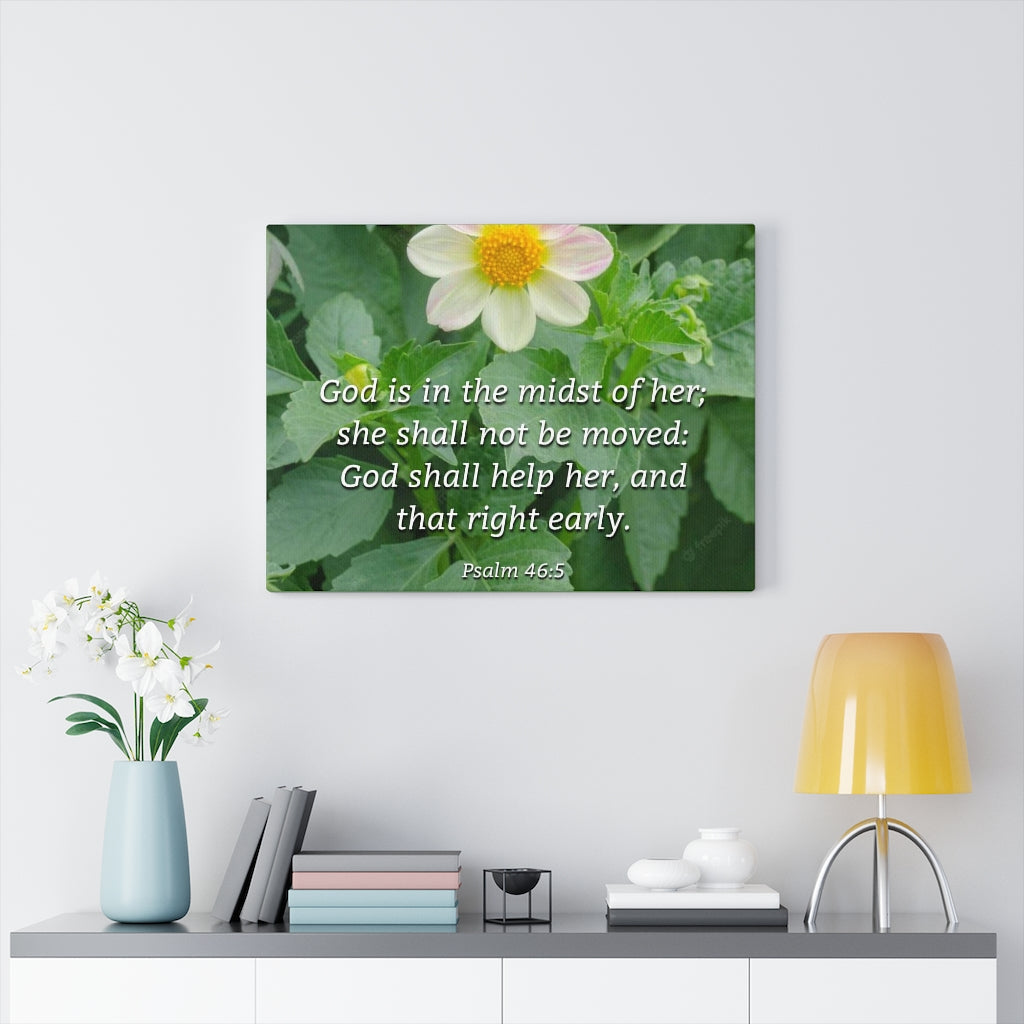 Scripture Walls God Shall Help Her Psalm 46:5 Bible Verse Canvas Christian Wall Art Ready to Hang Unframed-Express Your Love Gifts