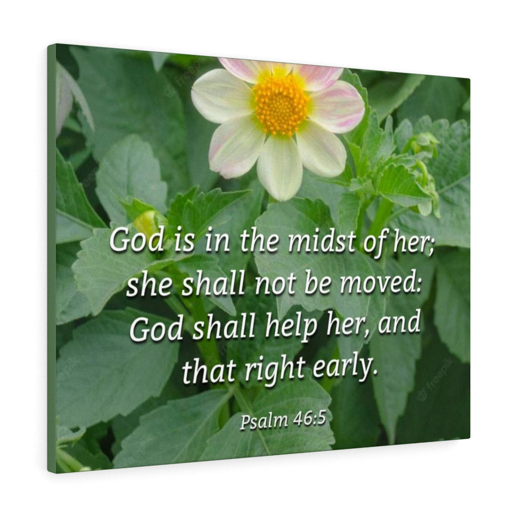 Scripture Walls God Shall Help Her Psalm 46:5 Bible Verse Canvas Christian Wall Art Ready to Hang Unframed-Express Your Love Gifts