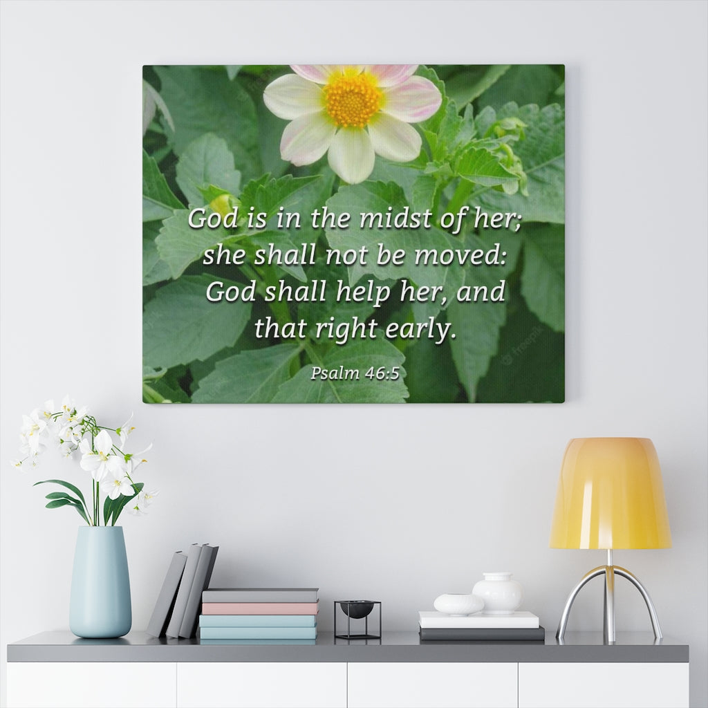 Scripture Walls God Shall Help Her Psalm 46:5 Bible Verse Canvas Christian Wall Art Ready to Hang Unframed-Express Your Love Gifts