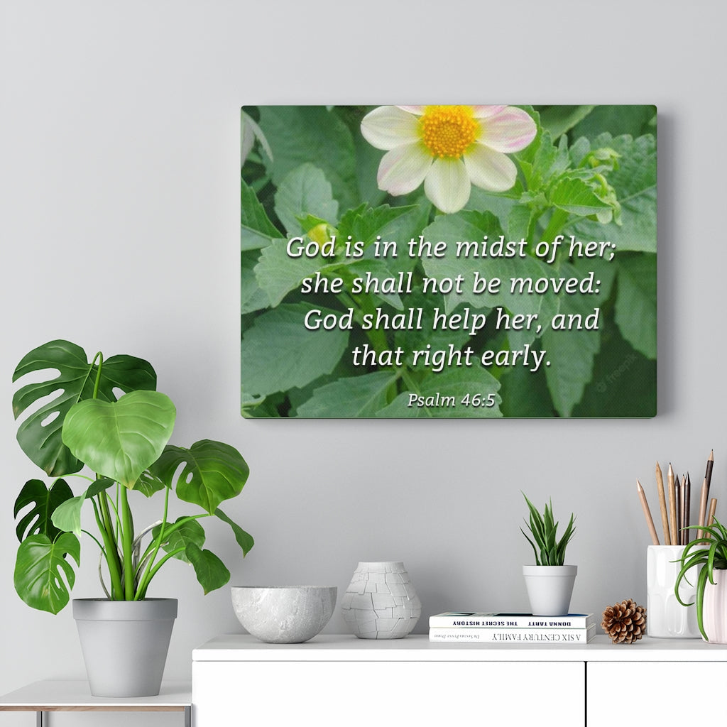 Scripture Walls God Shall Help Her Psalm 46:5 Bible Verse Canvas Christian Wall Art Ready to Hang Unframed-Express Your Love Gifts