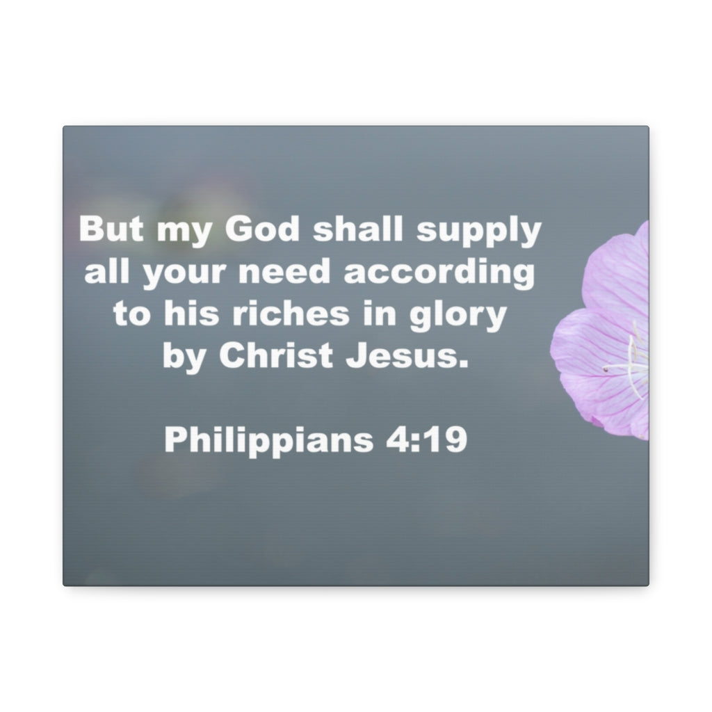 Scripture Walls God Shall Supply Philippians 4:19 Bible Verse Canvas Christian Wall Art Ready to Hang Unframed-Express Your Love Gifts