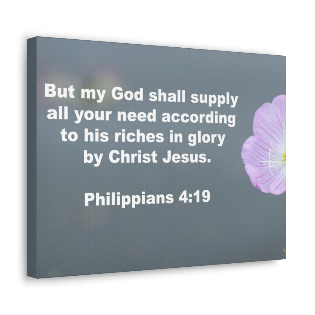 Scripture Walls God Shall Supply Philippians 4:19 Bible Verse Canvas Christian Wall Art Ready to Hang Unframed-Express Your Love Gifts