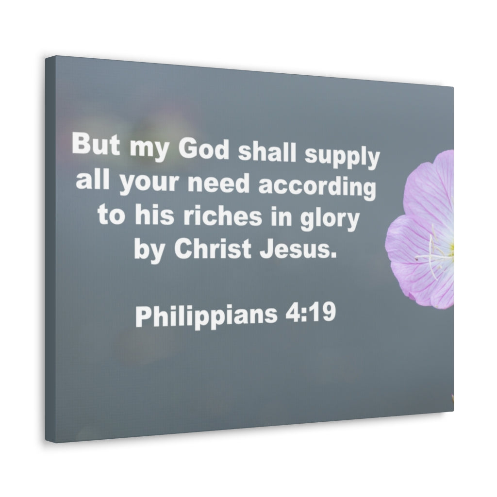 Scripture Walls God Shall Supply Philippians 4:19 Bible Verse Canvas Christian Wall Art Ready to Hang Unframed-Express Your Love Gifts