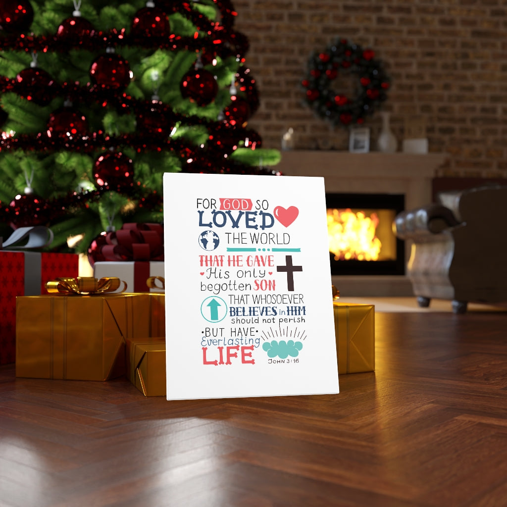 Scripture Walls God So Loved John 3:16 Bible Verse Canvas Christian Wall Art Ready to Hang Unframed-Express Your Love Gifts