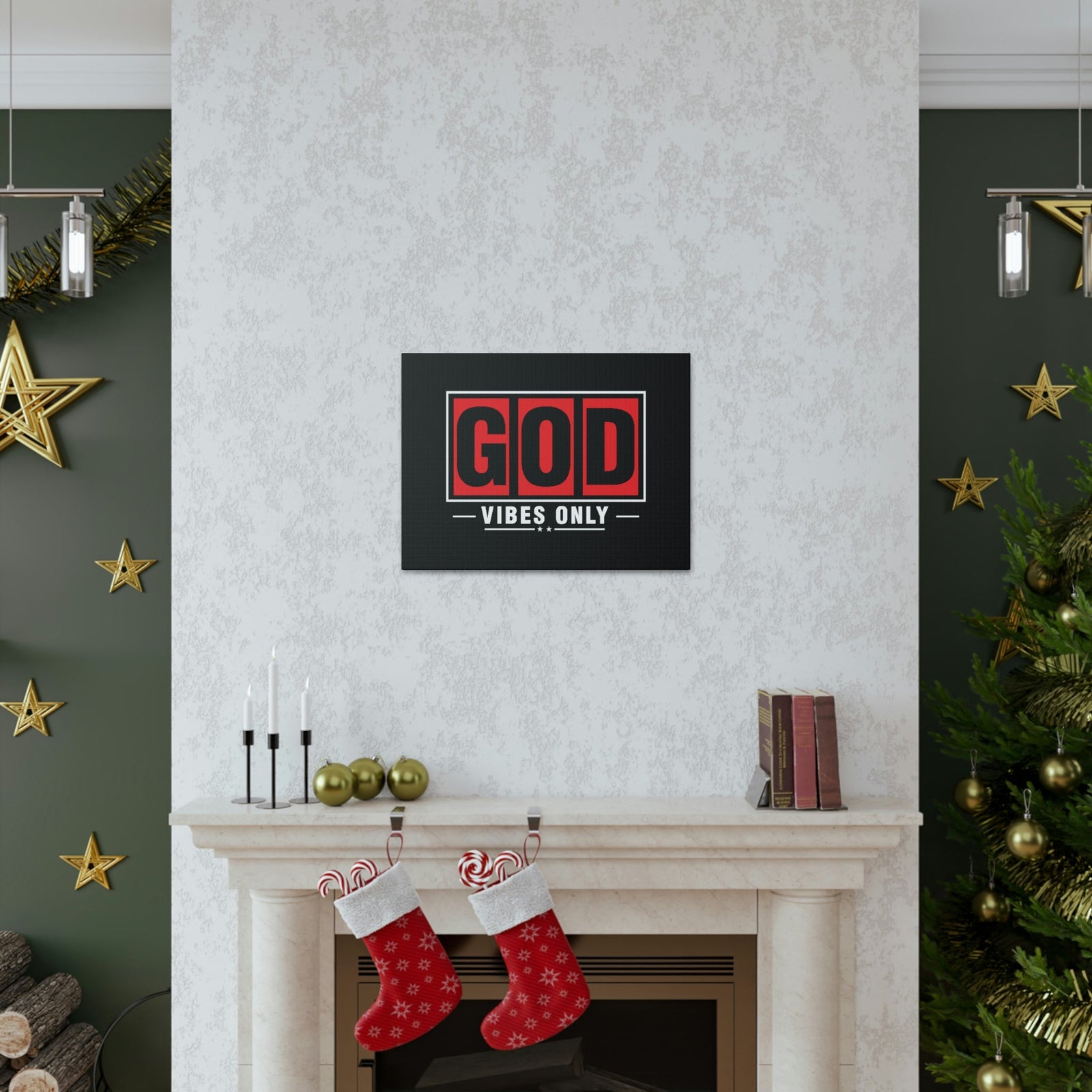Scripture Walls God Vibes Only Romans 15:13 Red Christian Wall Art Bible Verse Print Ready to Hang Unframed-Express Your Love Gifts