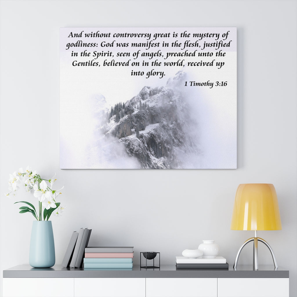 Scripture Walls God Was Manifest 1 Timothy 3:16 Bible Verse Canvas Christian Wall Art Ready to Hang Unframed-Express Your Love Gifts