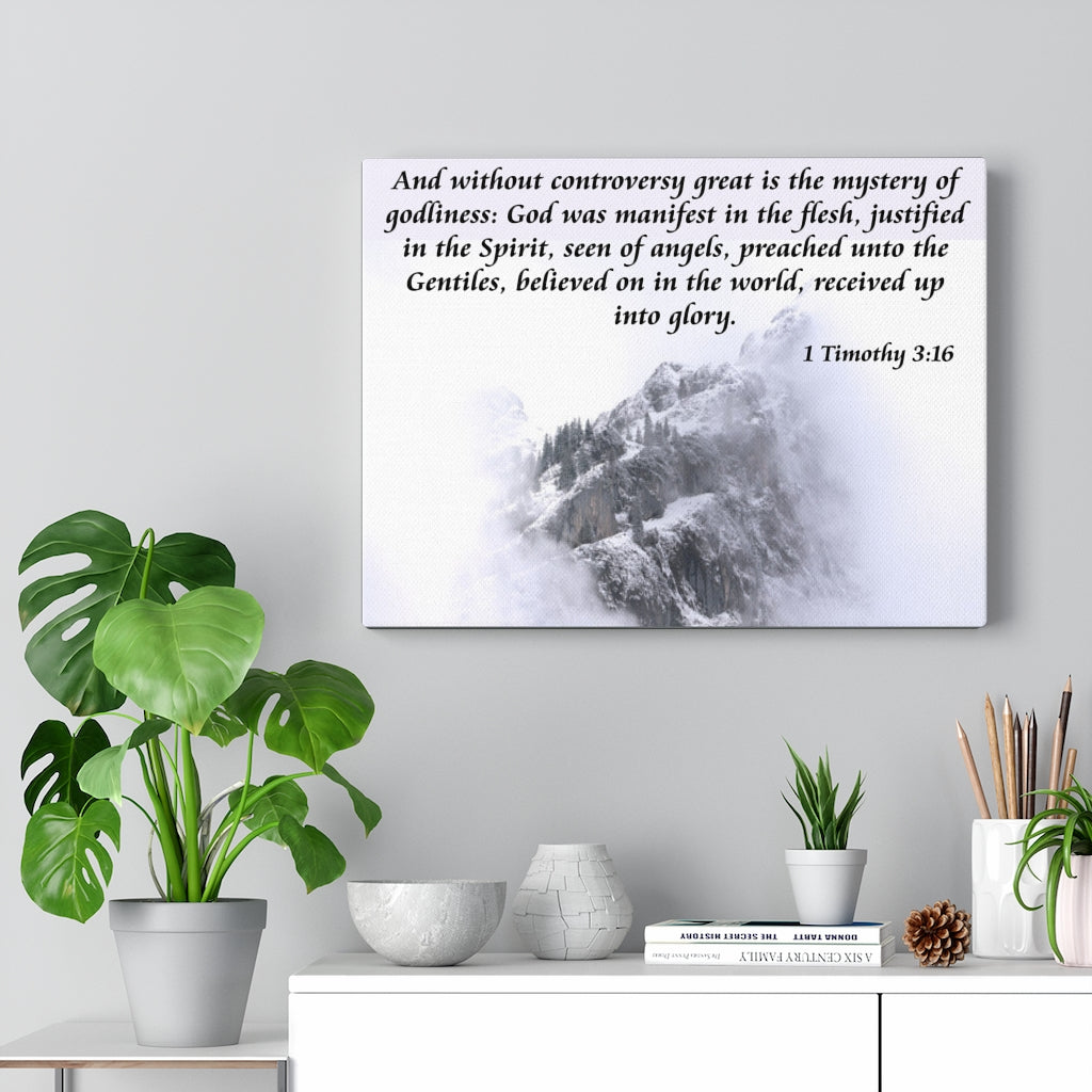 Scripture Walls God Was Manifest 1 Timothy 3:16 Bible Verse Canvas Christian Wall Art Ready to Hang Unframed-Express Your Love Gifts