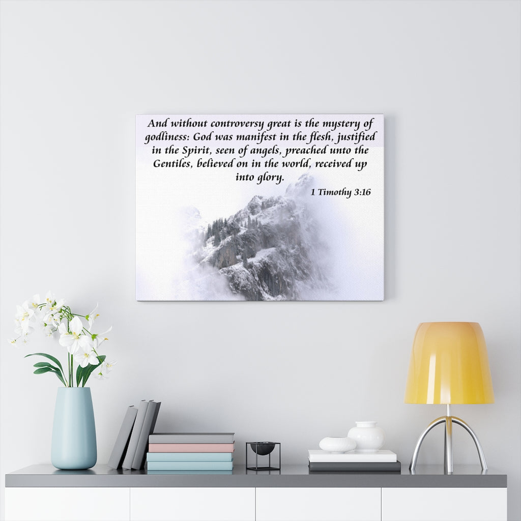 Scripture Walls God Was Manifest 1 Timothy 3:16 Bible Verse Canvas Christian Wall Art Ready to Hang Unframed-Express Your Love Gifts