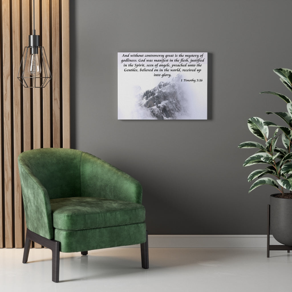 Scripture Walls God Was Manifest 1 Timothy 3:16 Bible Verse Canvas Christian Wall Art Ready to Hang Unframed-Express Your Love Gifts