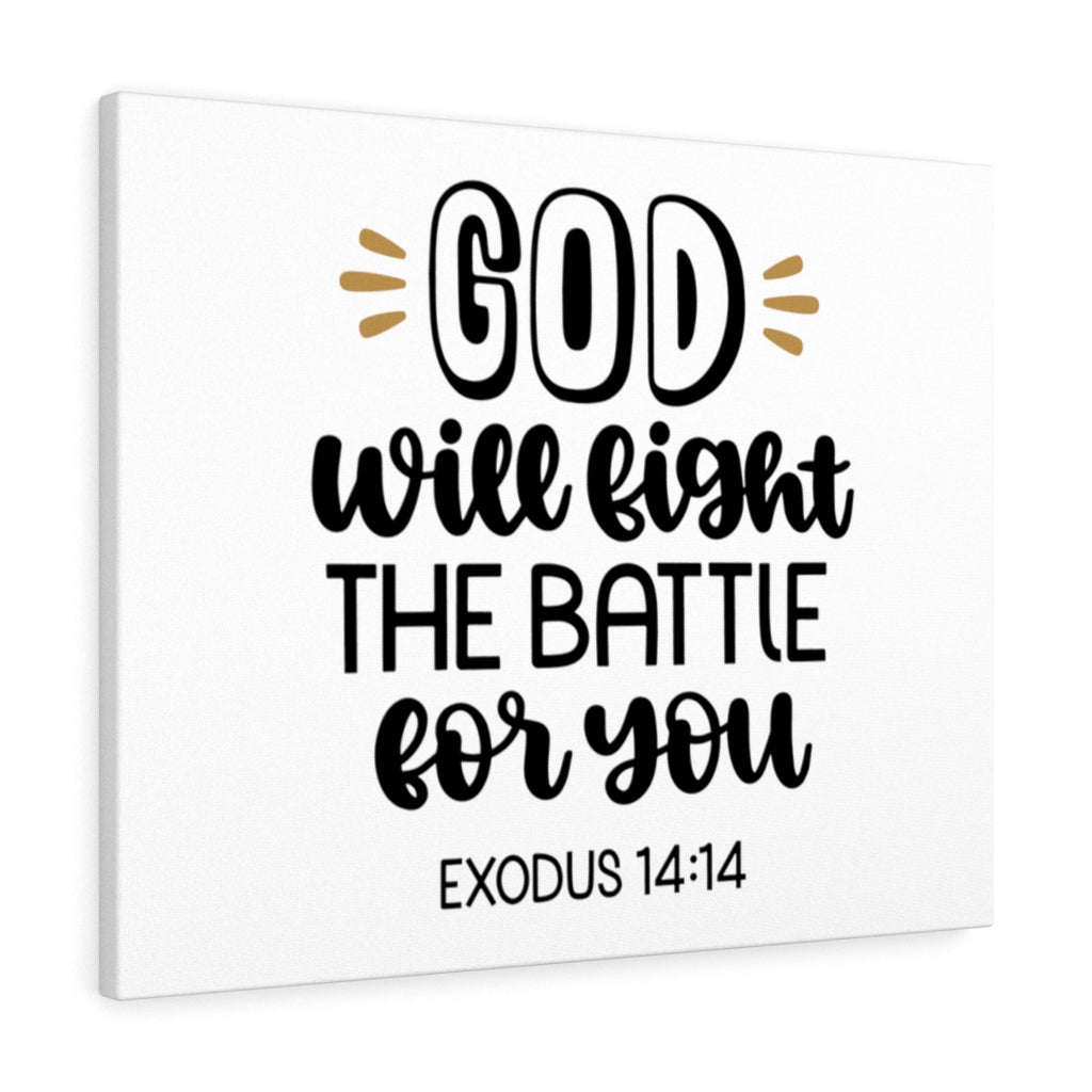 Scripture Walls God Will Fight The Battle For You Exodus 14:14 Bible Verse Canvas Christian Wall Art Ready to Hang Unframed-Express Your Love Gifts