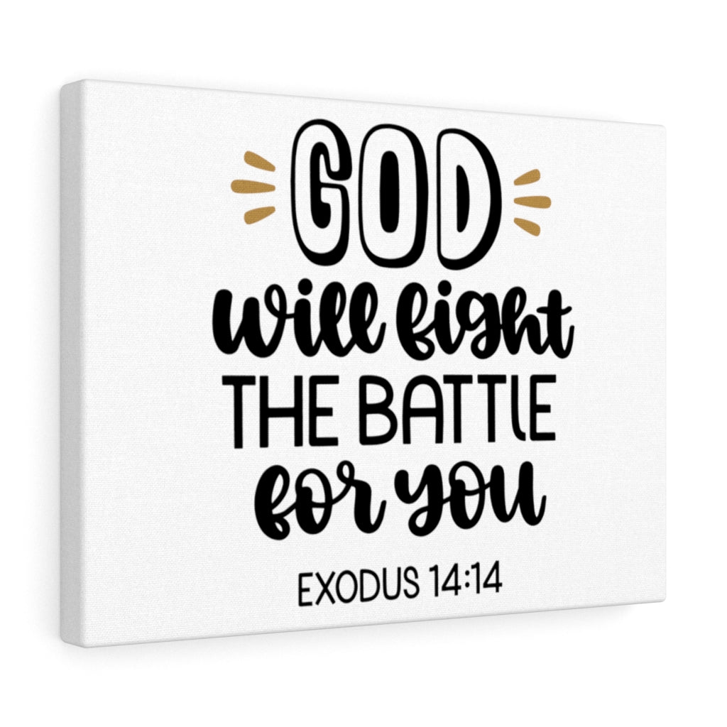 Scripture Walls God Will Fight The Battle For You Exodus 14:14 Bible Verse Canvas Christian Wall Art Ready to Hang Unframed-Express Your Love Gifts
