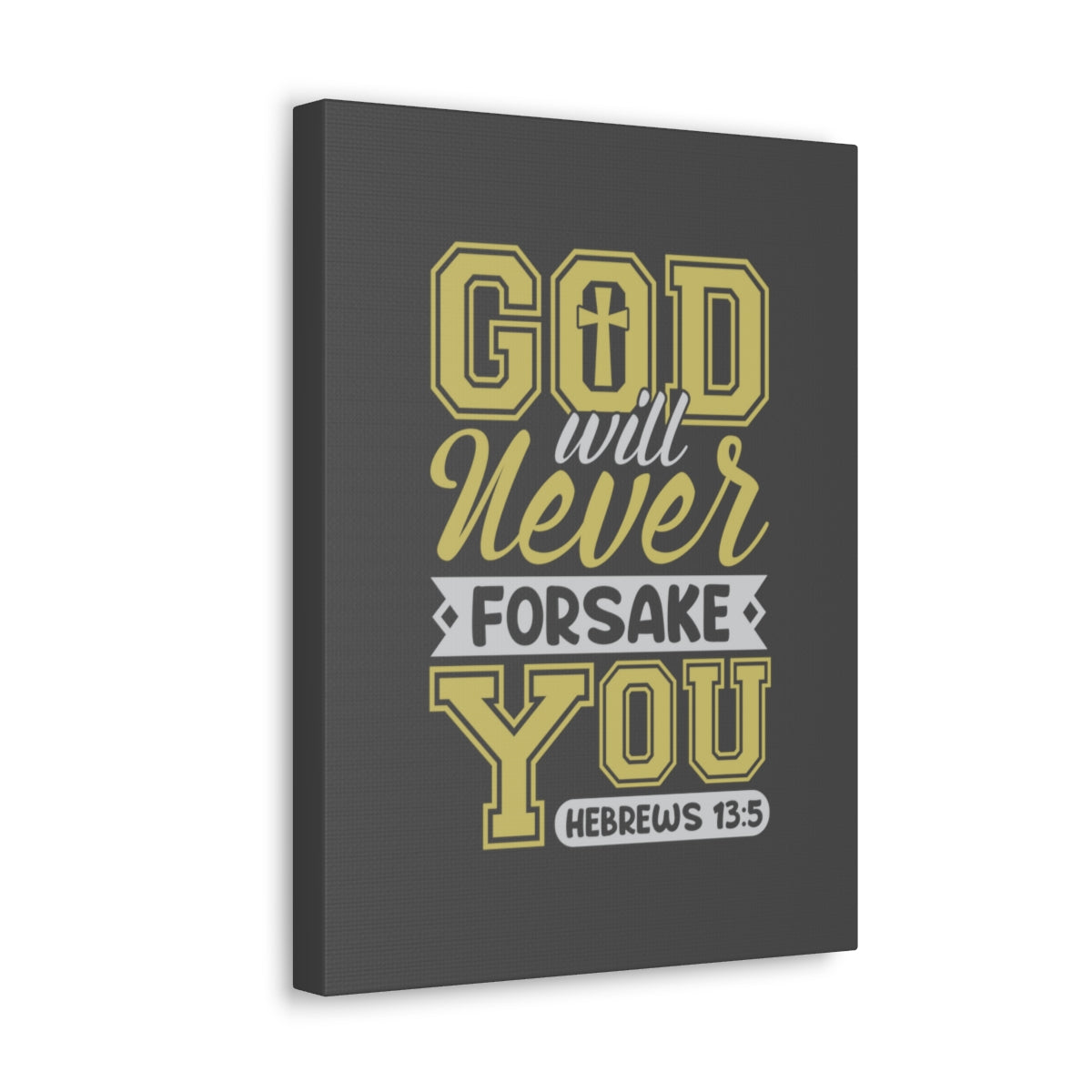 Scripture Walls God Will Never Forsake Hebrews 13:5 Yellow Bible Verse Canvas Christian Wall Art Ready to Hang Unframed-Express Your Love Gifts