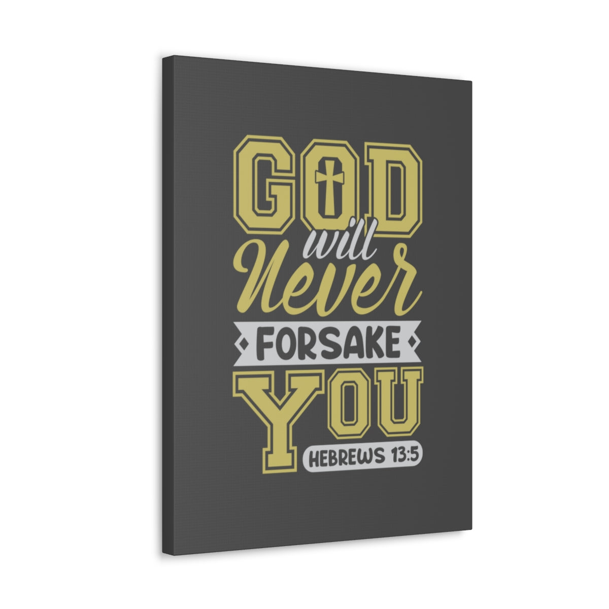 Scripture Walls God Will Never Forsake Hebrews 13:5 Yellow Bible Verse Canvas Christian Wall Art Ready to Hang Unframed-Express Your Love Gifts