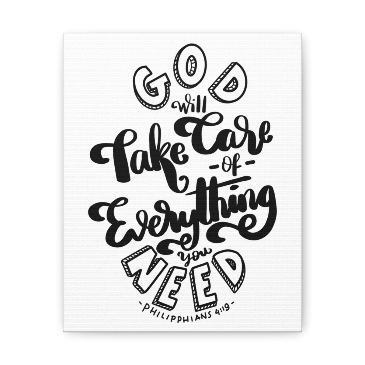 Scripture Walls God Will Take Care Philippians 4:19 Bible Verse Canvas Christian Wall Art Ready to Hang Unframed-Express Your Love Gifts