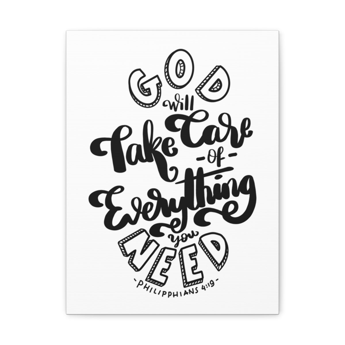 Scripture Walls God Will Take Care Philippians 4:19 Bible Verse Canvas Christian Wall Art Ready to Hang Unframed-Express Your Love Gifts