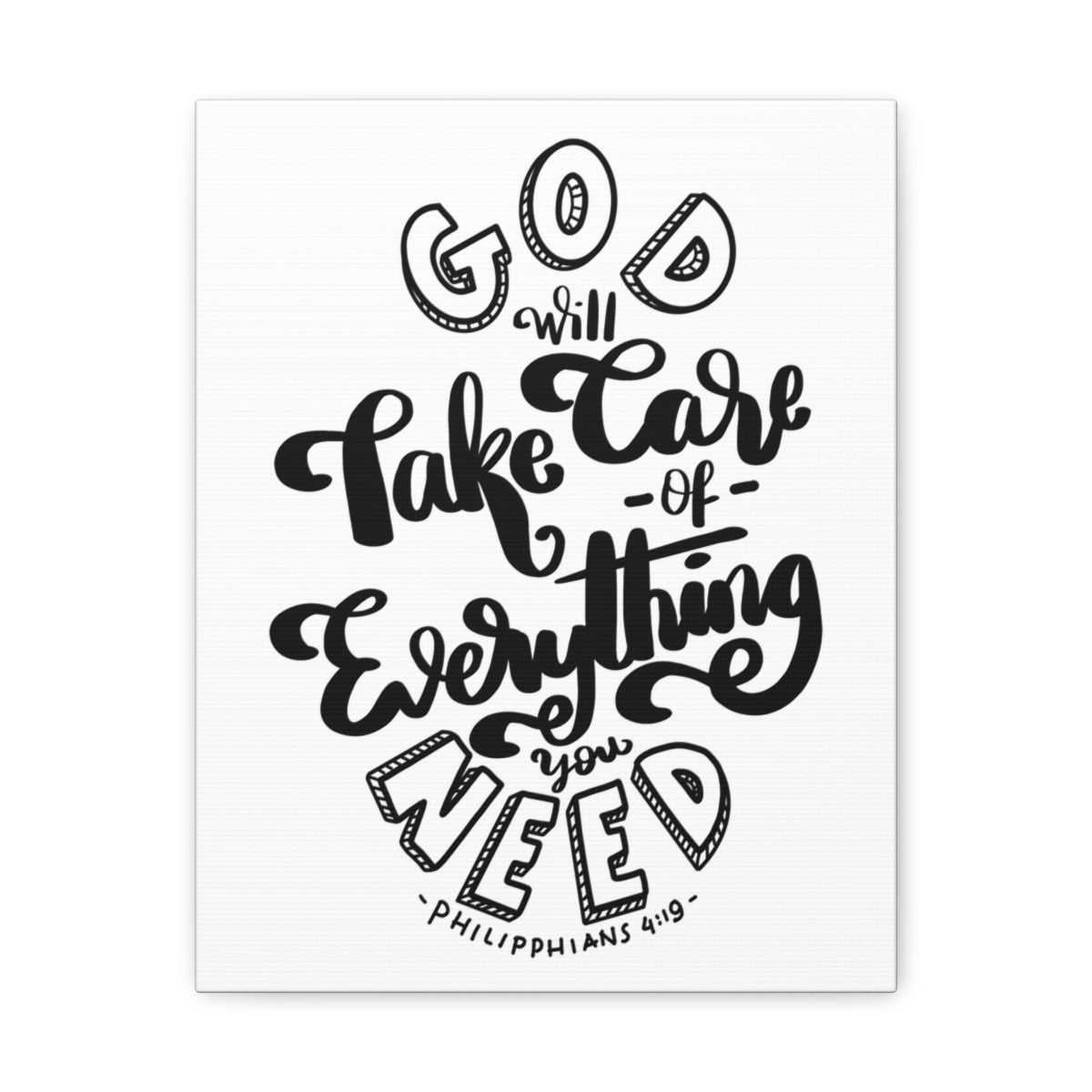 Scripture Walls God Will Take Care Philippians 4:19 Bible Verse Canvas Christian Wall Art Ready to Hang Unframed-Express Your Love Gifts