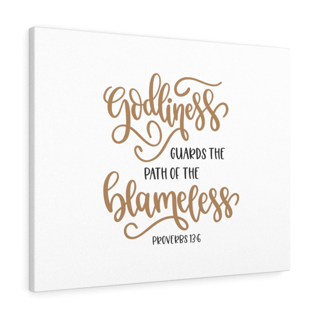 Scripture Walls Godliness Guards Proverbs 13:6 Bible Verse Canvas Christian Wall Art Ready to Hang Unframed-Express Your Love Gifts