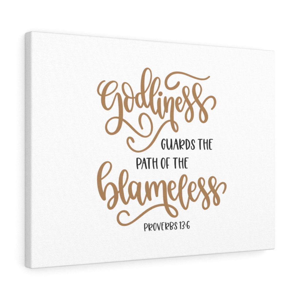 Scripture Walls Godliness Guards Proverbs 13:6 Bible Verse Canvas Christian Wall Art Ready to Hang Unframed-Express Your Love Gifts