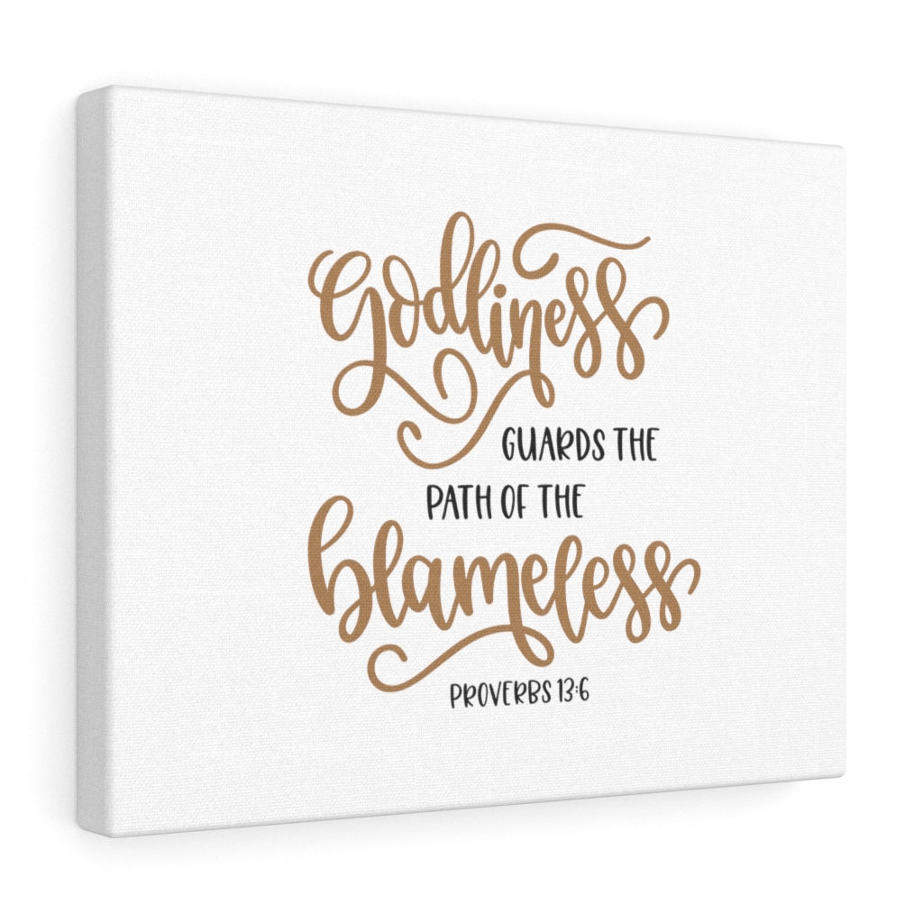 Scripture Walls Godliness Guards Proverbs 13:6 Bible Verse Canvas Christian Wall Art Ready to Hang Unframed-Express Your Love Gifts