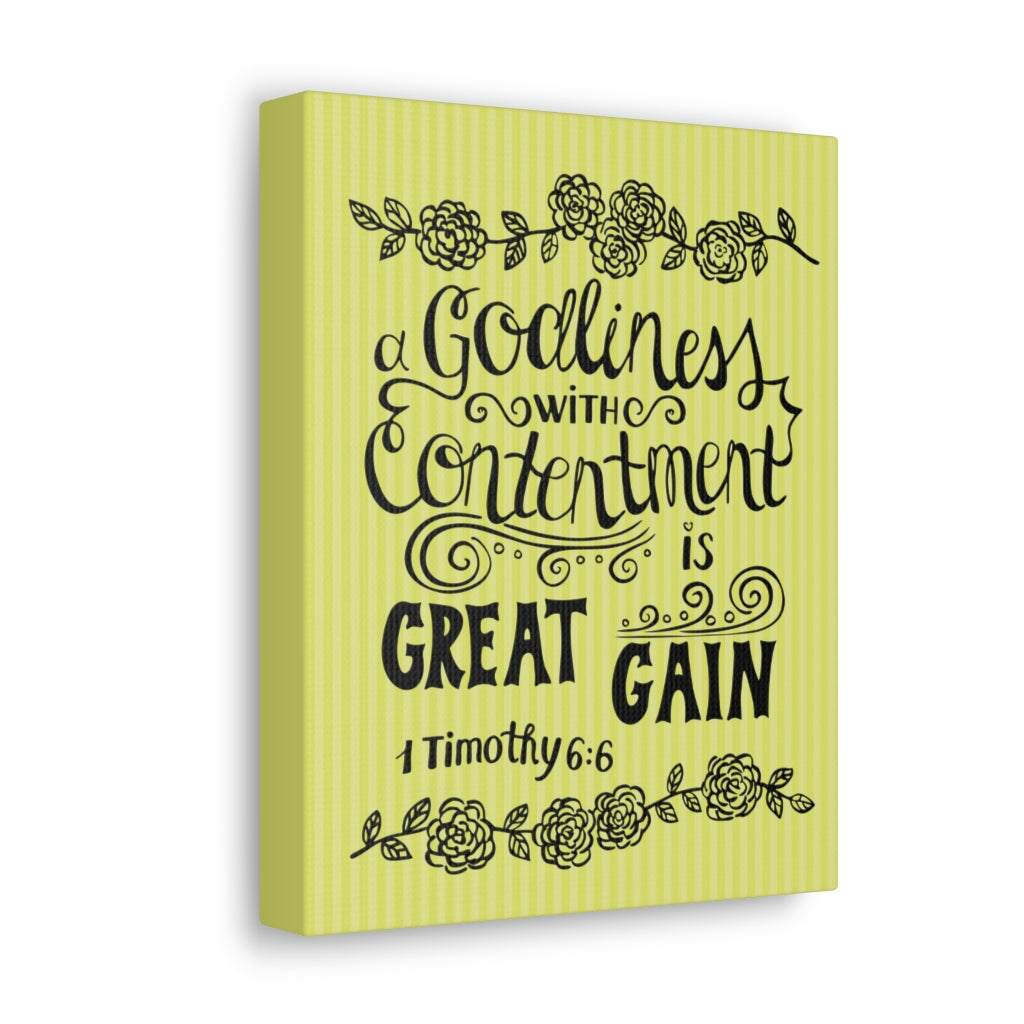 Scripture Walls Godliness With Contentment Is Great Gain 1 Timothy 6:6 Bible Verse Canvas Christian Wall Art Ready To Hang Unframed-Express Your Love Gifts