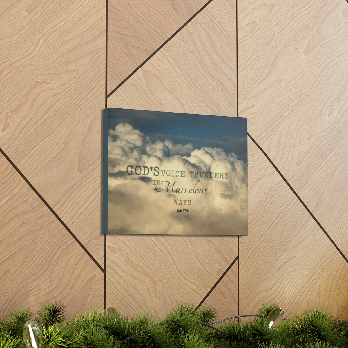 Scripture Walls Gods Voice Thunders Job 37:5 Bible Verse Canvas Christian Wall Art Bible Verse Print Ready To Hang Unframed-Express Your Love Gifts