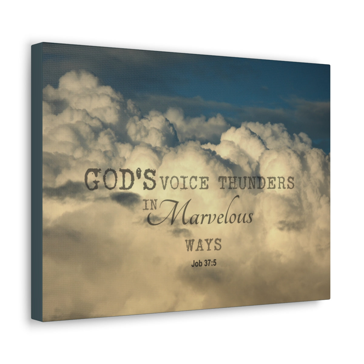 Scripture Walls Gods Voice Thunders Job 37:5 Bible Verse Canvas Christian Wall Art Bible Verse Print Ready To Hang Unframed-Express Your Love Gifts