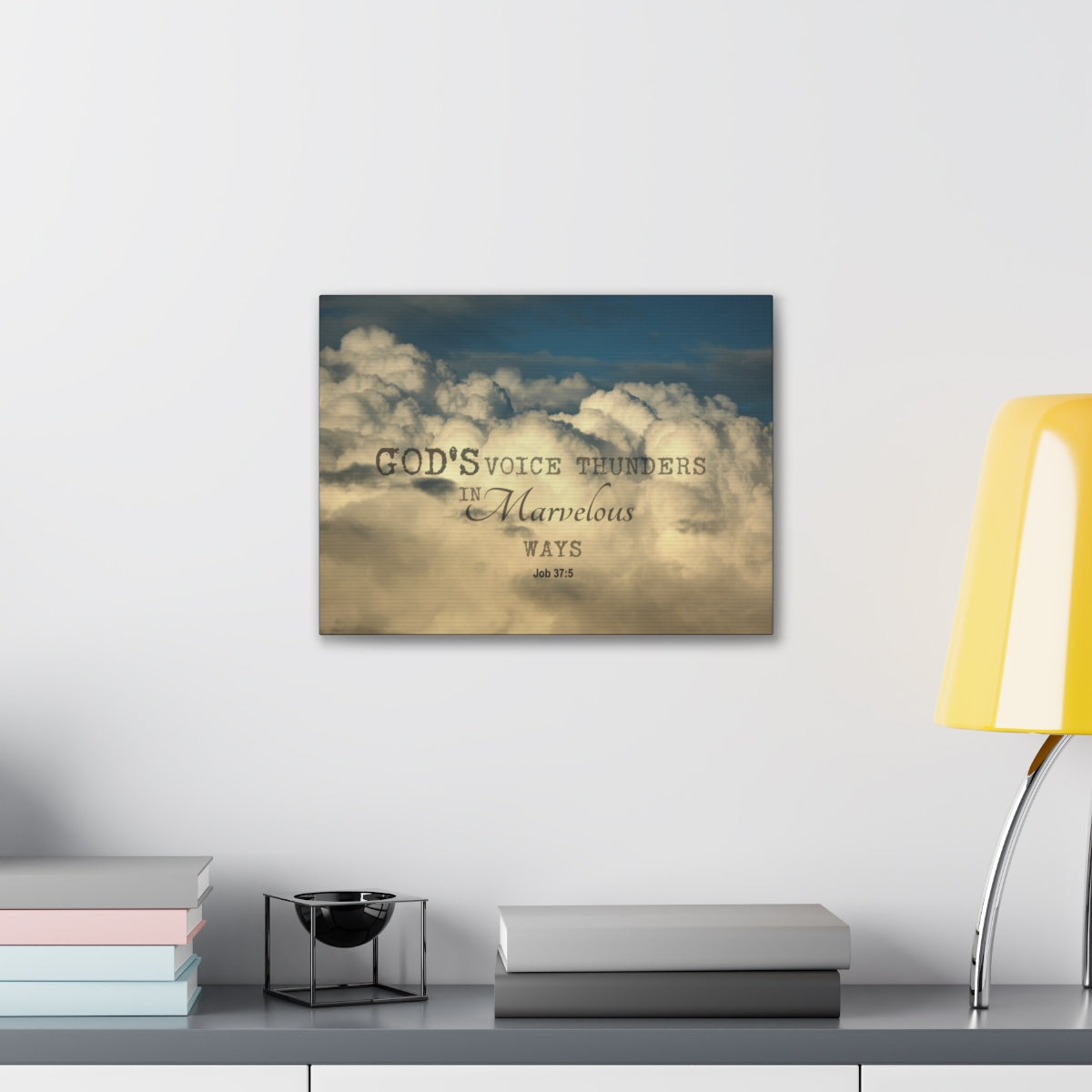 Scripture Walls Gods Voice Thunders Job 37:5 Bible Verse Canvas Christian Wall Art Bible Verse Print Ready To Hang Unframed-Express Your Love Gifts