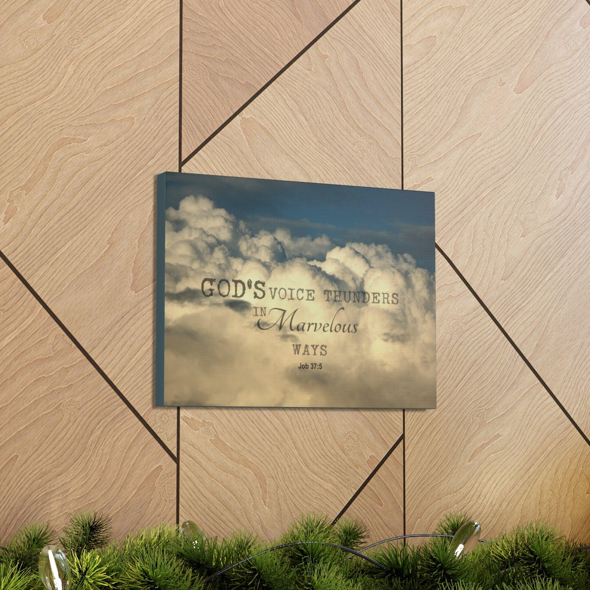 Scripture Walls Gods Voice Thunders Job 37:5 Bible Verse Canvas Christian Wall Art Bible Verse Print Ready To Hang Unframed-Express Your Love Gifts