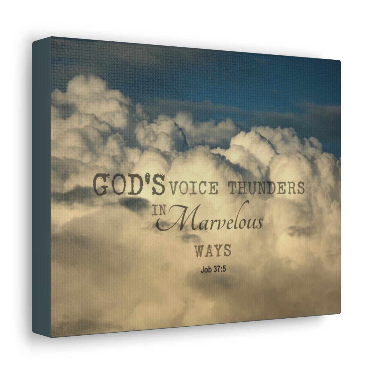 Scripture Walls Gods Voice Thunders Job 37:5 Bible Verse Canvas Christian Wall Art Bible Verse Print Ready To Hang Unframed-Express Your Love Gifts