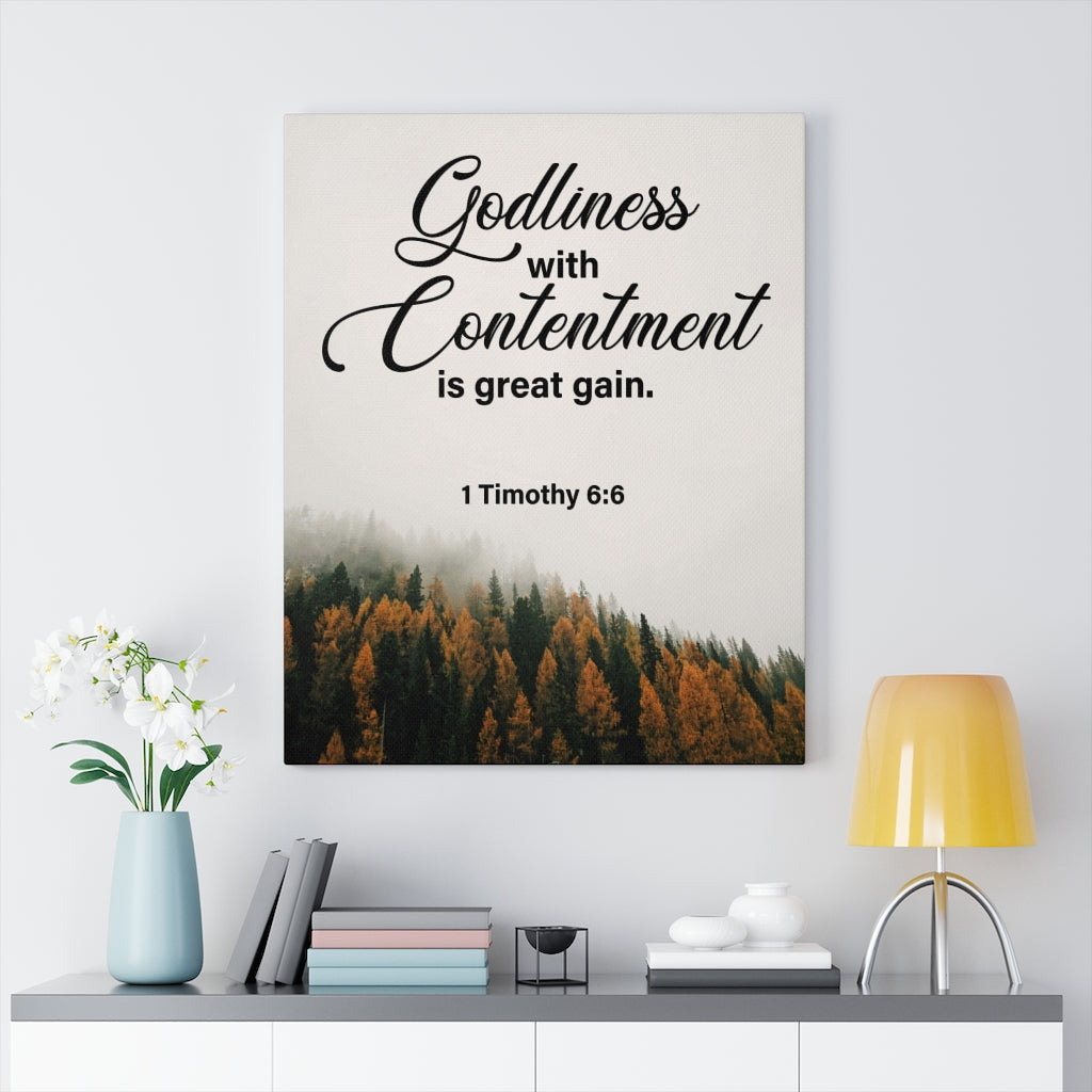 Scripture Walls Goldliness With Contentment 1 Timothy 6:6 Wall Art Christian Home Decor Unframed-Express Your Love Gifts