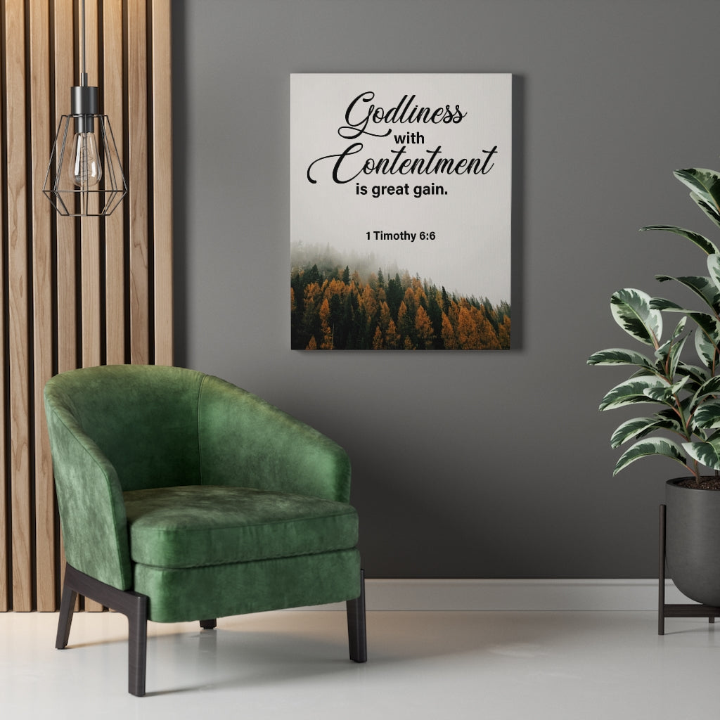 Scripture Walls Goldliness With Contentment 1 Timothy 6:6 Wall Art Christian Home Decor Unframed-Express Your Love Gifts
