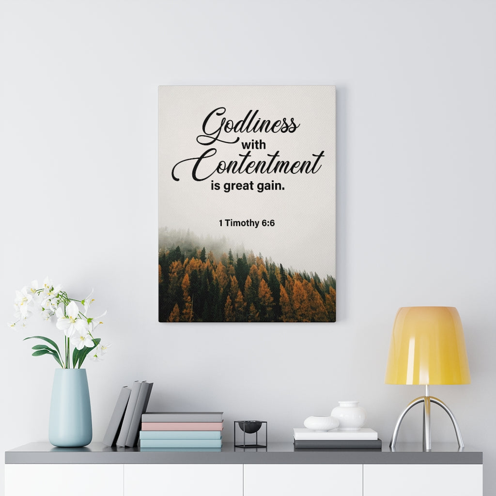 Scripture Walls Goldliness With Contentment 1 Timothy 6:6 Wall Art Christian Home Decor Unframed-Express Your Love Gifts