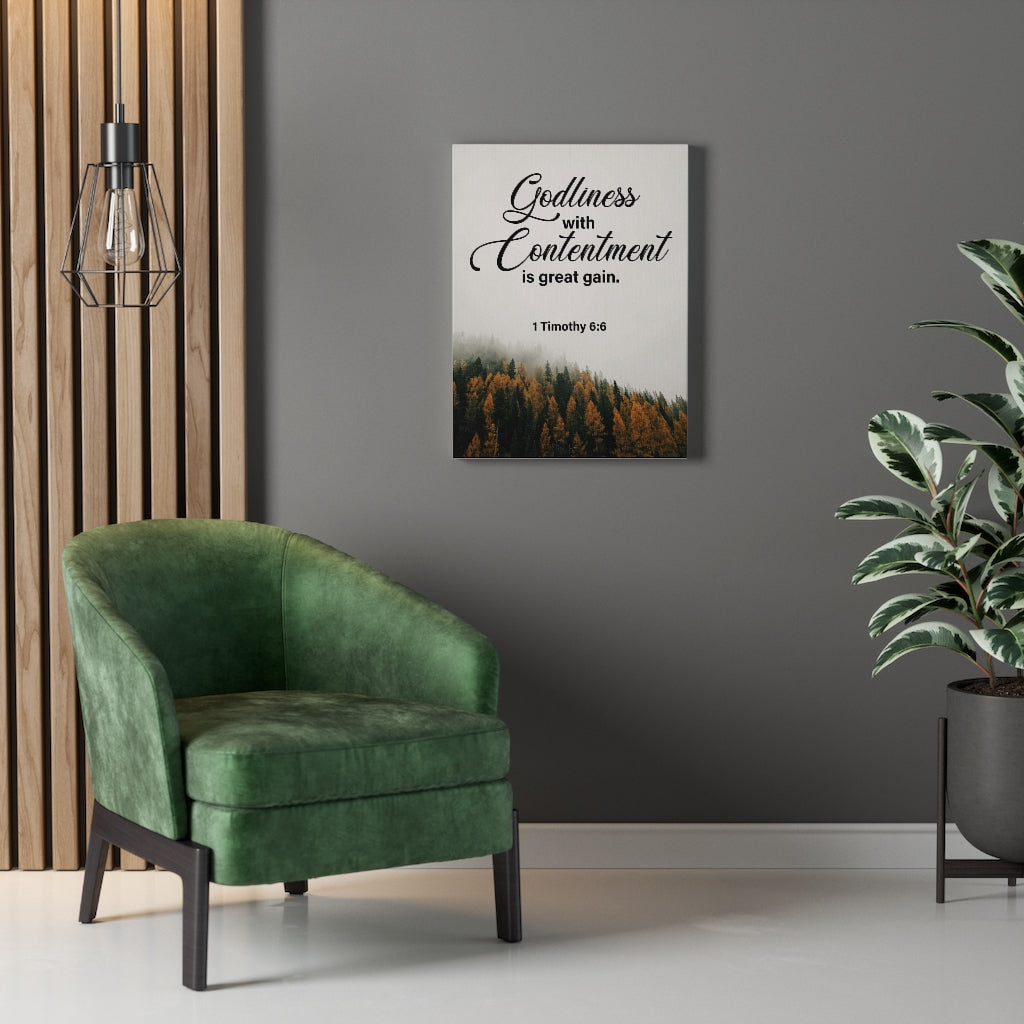 Scripture Walls Goldliness With Contentment 1 Timothy 6:6 Wall Art Christian Home Decor Unframed-Express Your Love Gifts