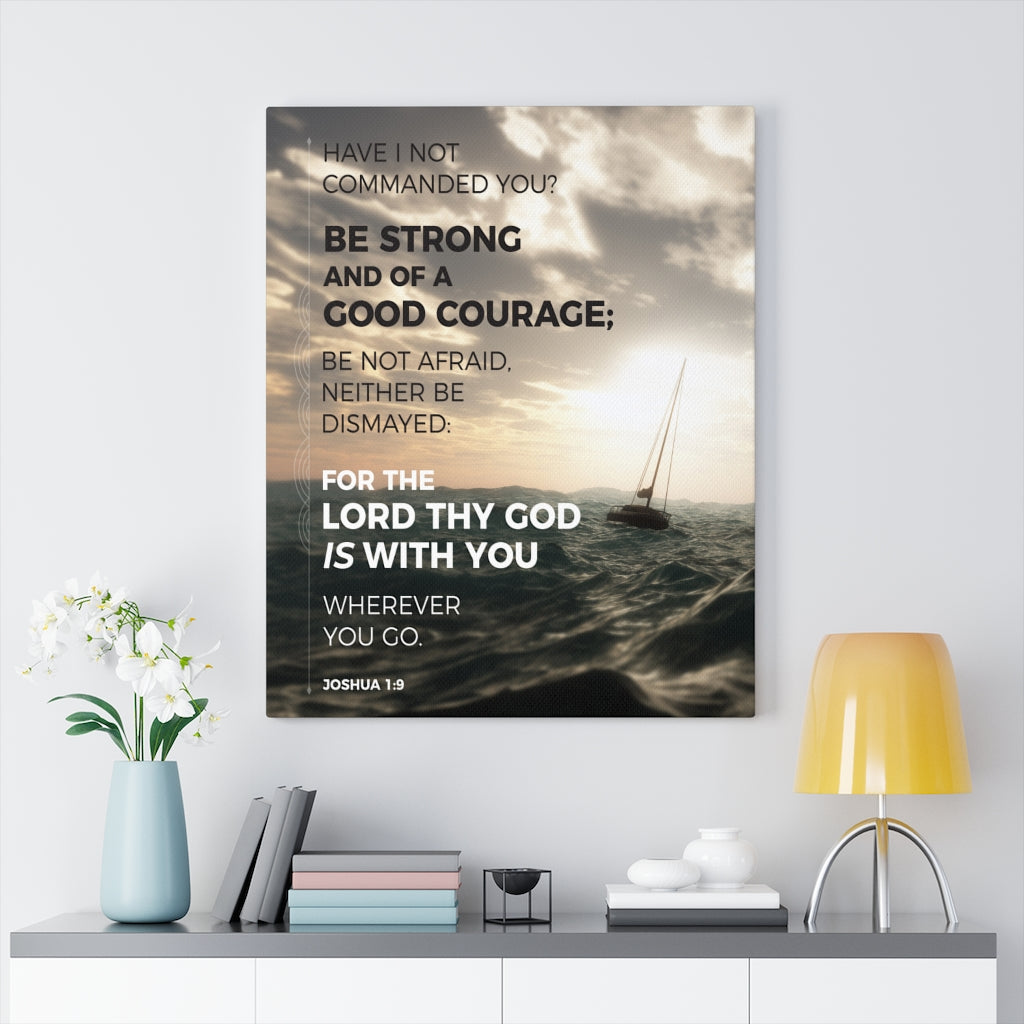 Scripture Walls Good Courage Joshua 1:9 Sea Bible Verse Canvas Christian Wall Art Ready to Hang Unframed-Express Your Love Gifts
