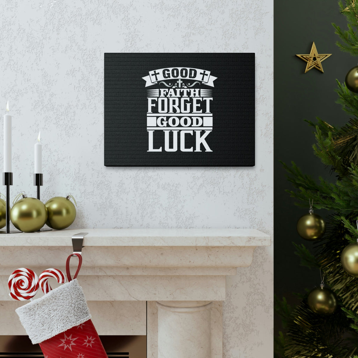 Scripture Walls Good Luck Hebrews 11:1 Cross Black Christian Wall Art Bible Verse Print Ready to Hang Unframed-Express Your Love Gifts