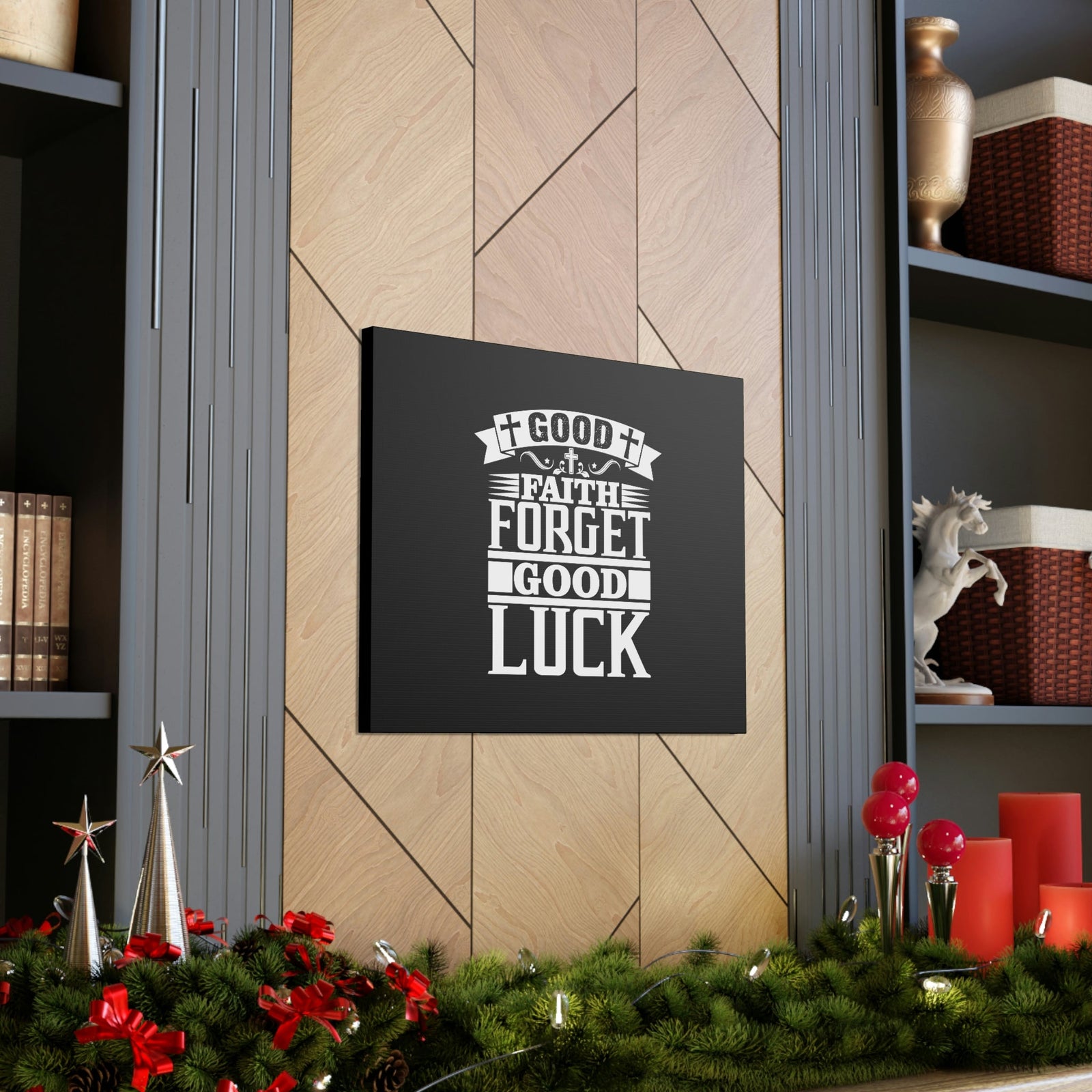 Scripture Walls Good Luck Hebrews 11:1 Cross Black Christian Wall Art Bible Verse Print Ready to Hang Unframed-Express Your Love Gifts