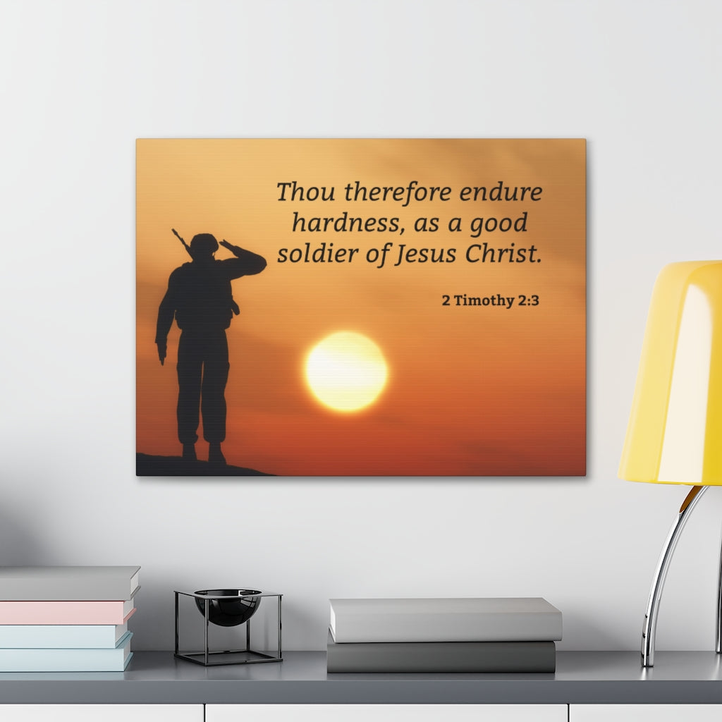 Scripture Walls Good Soldier 2 Timothy 2:3 Bible Verse Canvas Christian Wall Art Ready to Hang Unframed-Express Your Love Gifts