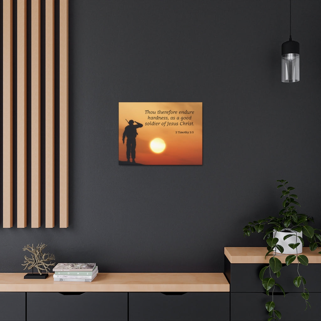 Scripture Walls Good Soldier 2 Timothy 2:3 Bible Verse Canvas Christian Wall Art Ready to Hang Unframed-Express Your Love Gifts