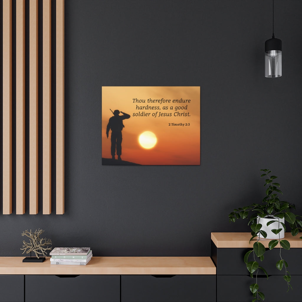 Scripture Walls Good Soldier 2 Timothy 2:3 Bible Verse Canvas Christian Wall Art Ready to Hang Unframed-Express Your Love Gifts