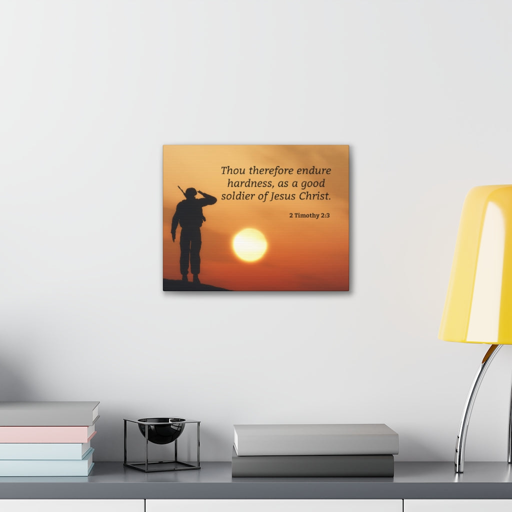 Scripture Walls Good Soldier 2 Timothy 2:3 Bible Verse Canvas Christian Wall Art Ready to Hang Unframed-Express Your Love Gifts