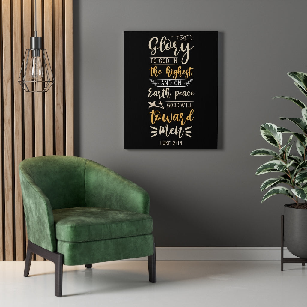 Scripture Walls Good Will Luke 2:14 Bible Verse Canvas Christian Wall Art Ready to Hang Unframed-Express Your Love Gifts