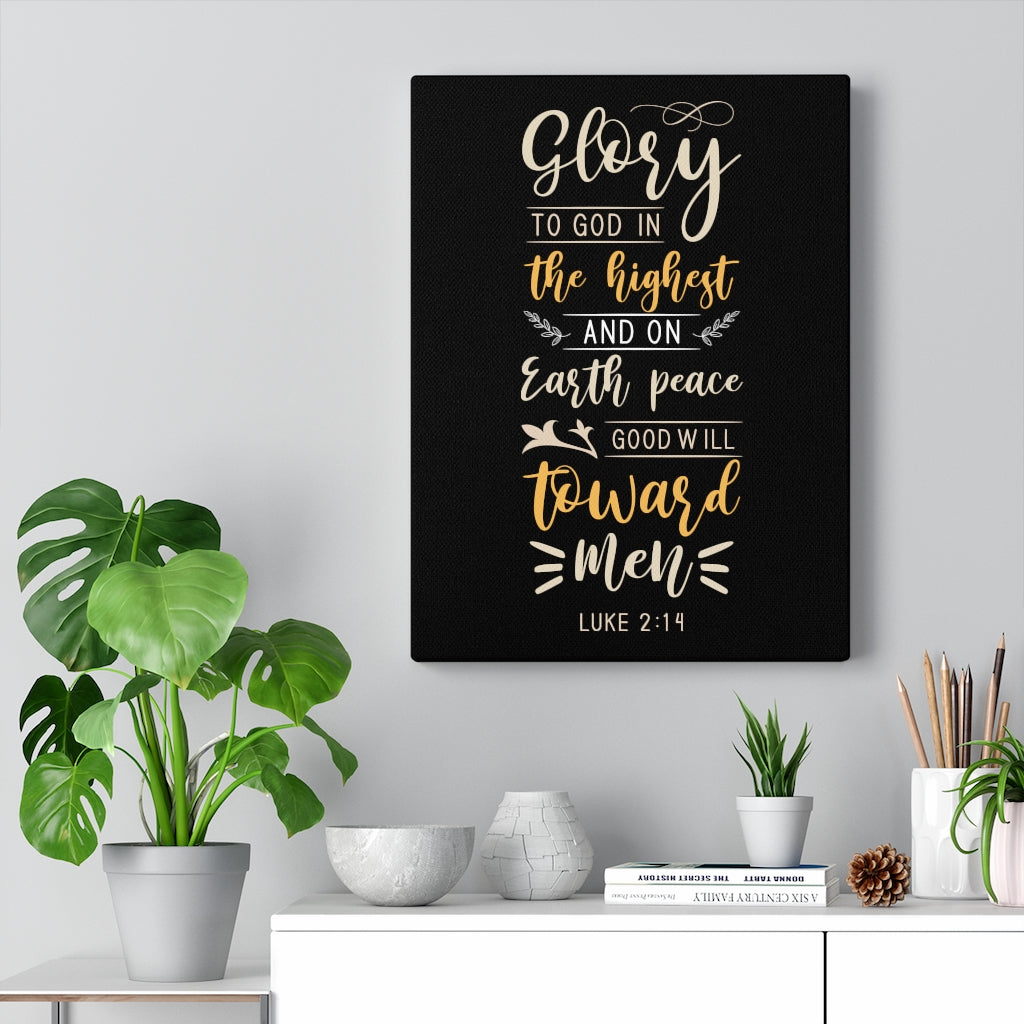 Scripture Walls Good Will Luke 2:14 Bible Verse Canvas Christian Wall Art Ready to Hang Unframed-Express Your Love Gifts